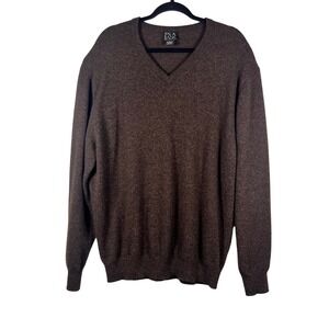 Jos. A. Bank V-Neck Sweater Mens Brown 100% Cashmere Long Sleeve V Neck Size XL